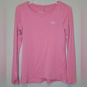 EUC Under Armour Heat Gear Pink Fitted Long Sleeve Size XS